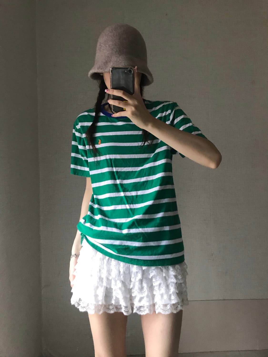 폴로 그린 스트라이프 반팔티셔츠 상품이미지1