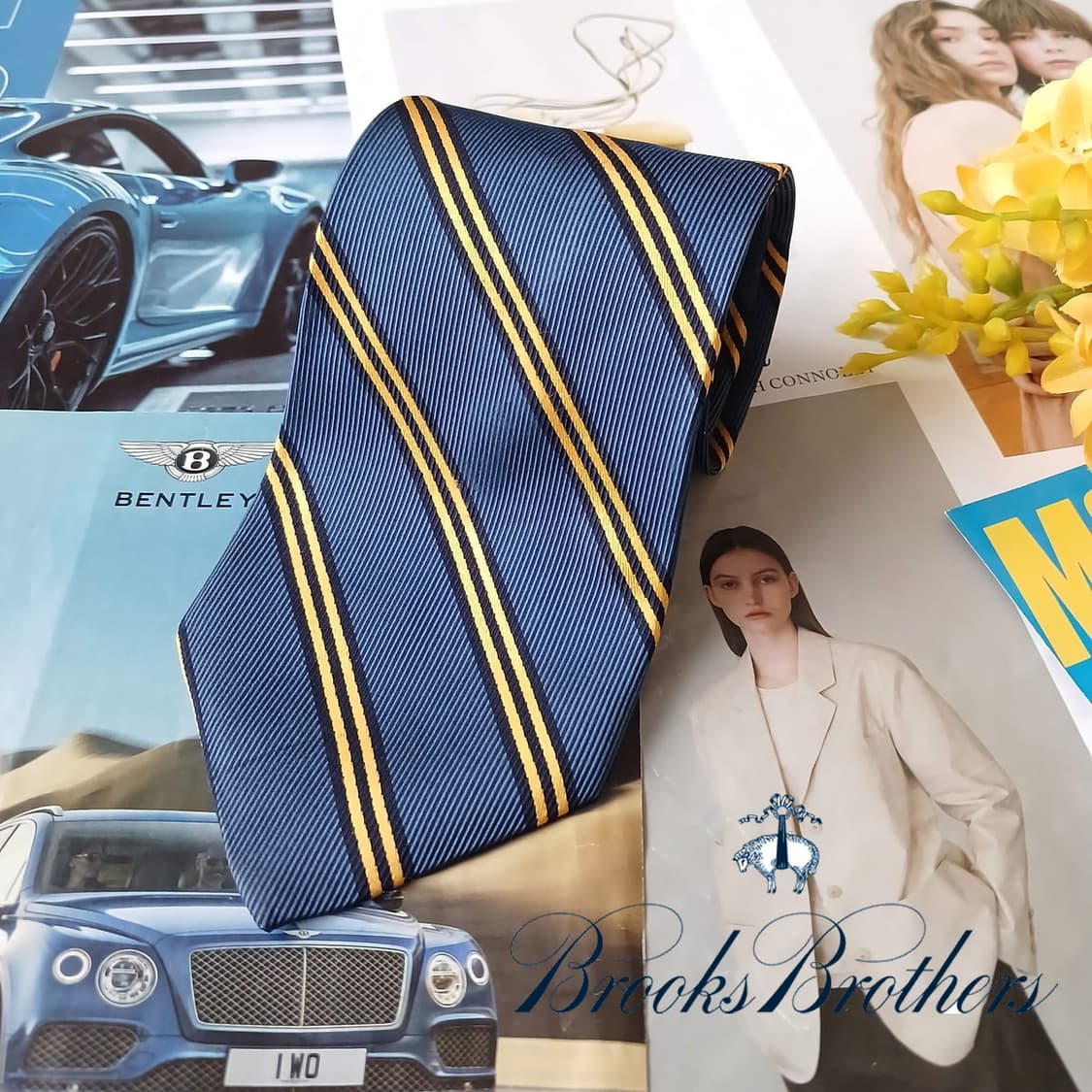 브룩스브라더스 실크 스트라이프 넥타이 9.4cm A등급 A19522
 상품이미지1