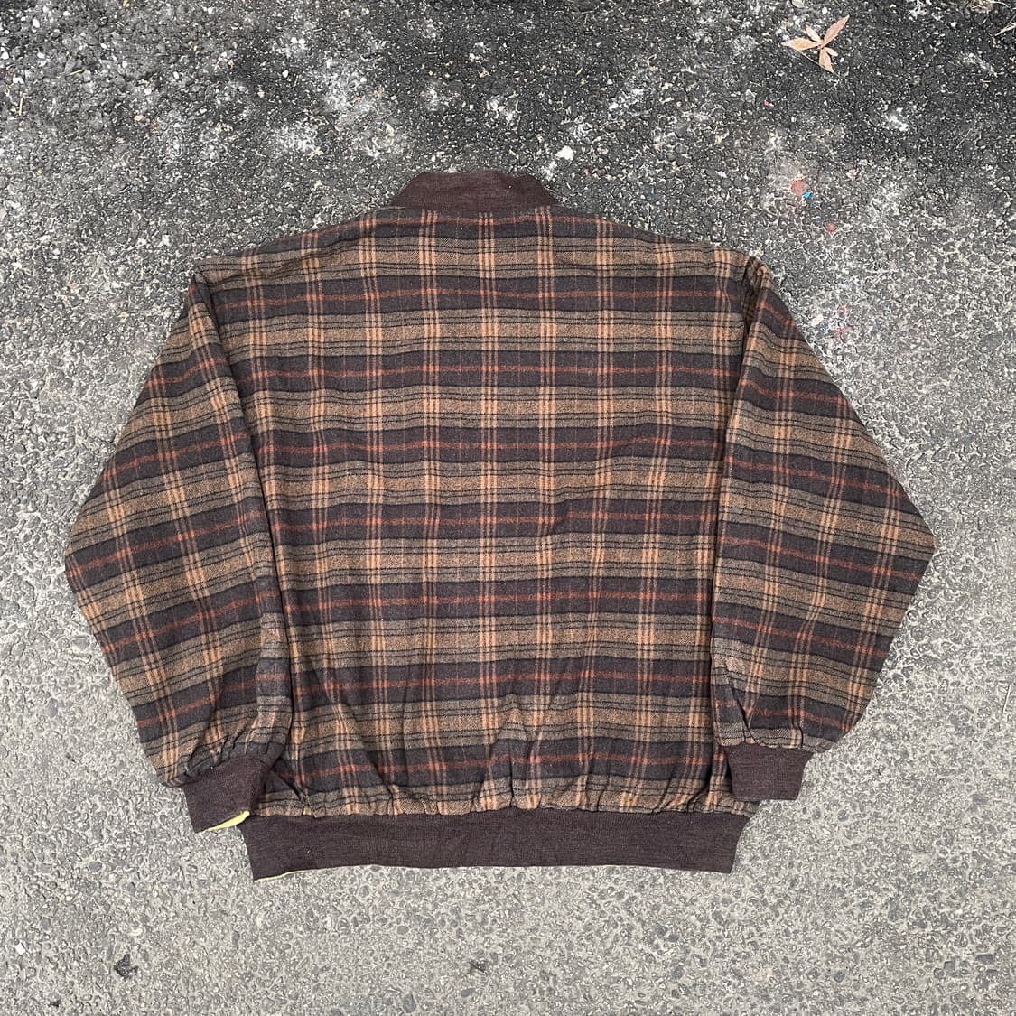 80s 헨리코튼 양면 유러피안 클래식 리버시블 체크 블루종 자켓 XL 상품이미지3