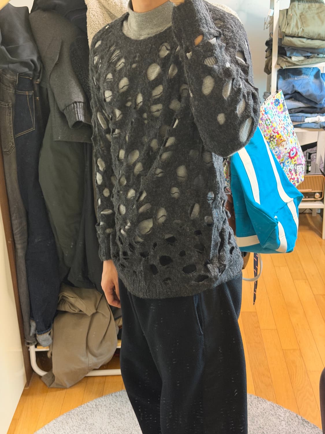 디젤 펀칭 디테일 그런지 니트 상품이미지2