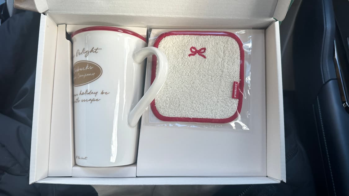 (새상품) 스타벅스 시크릿 딜라이트 머그앤코스터 세트 아이보리 상품이미지2