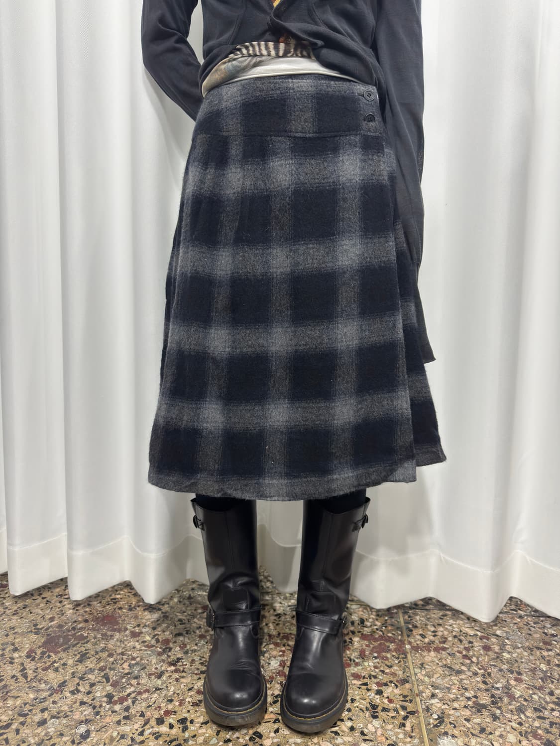 check midi wool skirt 상품이미지4