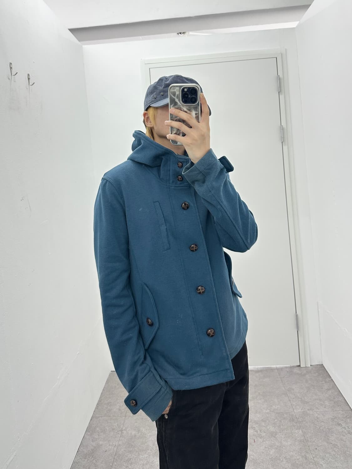 Chatty teal high neck horn button jacket 상품이미지9