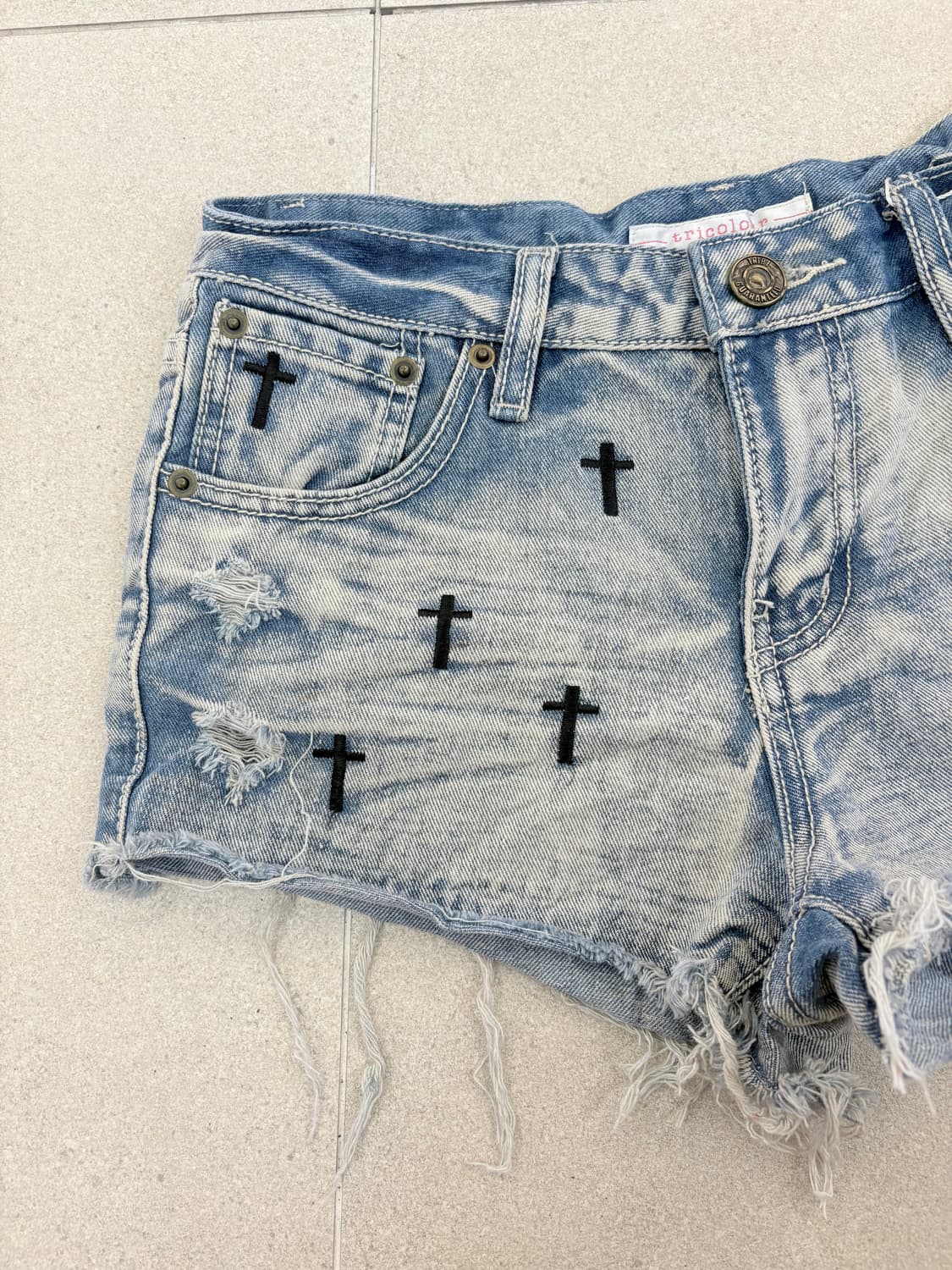 십자가 데님 숏팬츠 상품이미지2