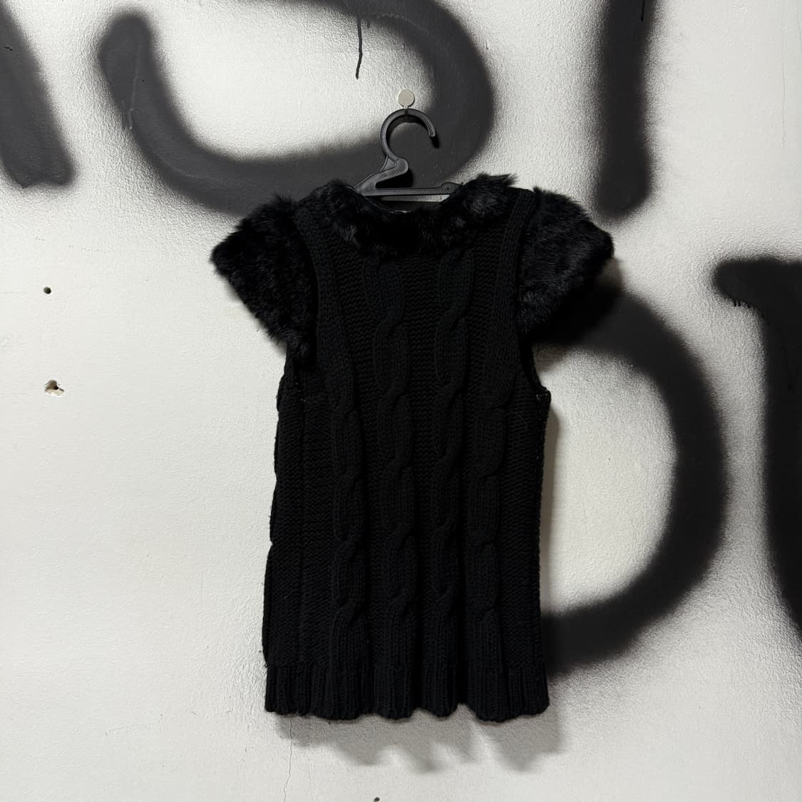 VTG 빈티지 리얼 래빗퍼 트리밍 베스트 상품이미지2