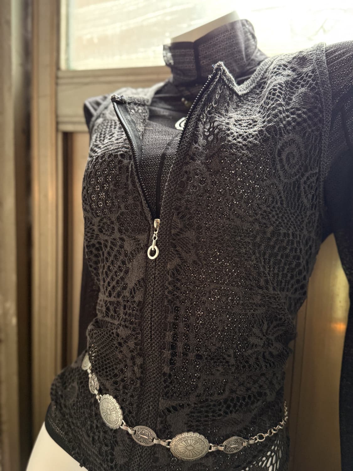 Charcoal Crochet Zip-Up Vest 0072 상품이미지2