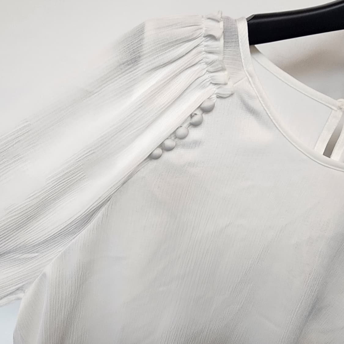 abfz 화이트 쉬폰 블라우스 긴팔 상품이미지3