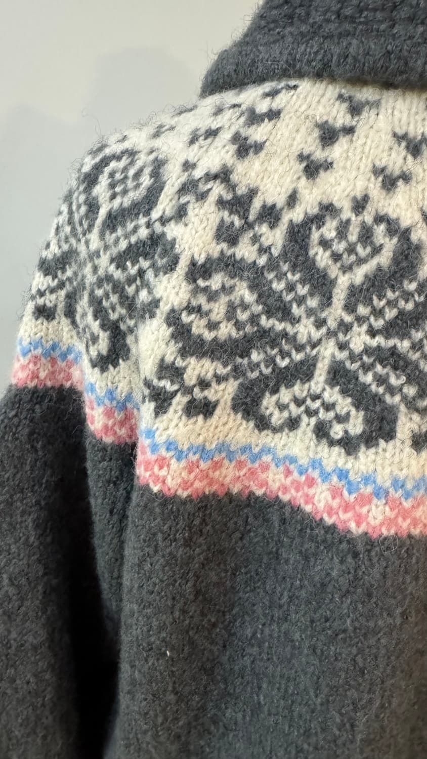 노르딕 패턴 울 니트 가디건 그레이  상품이미지10