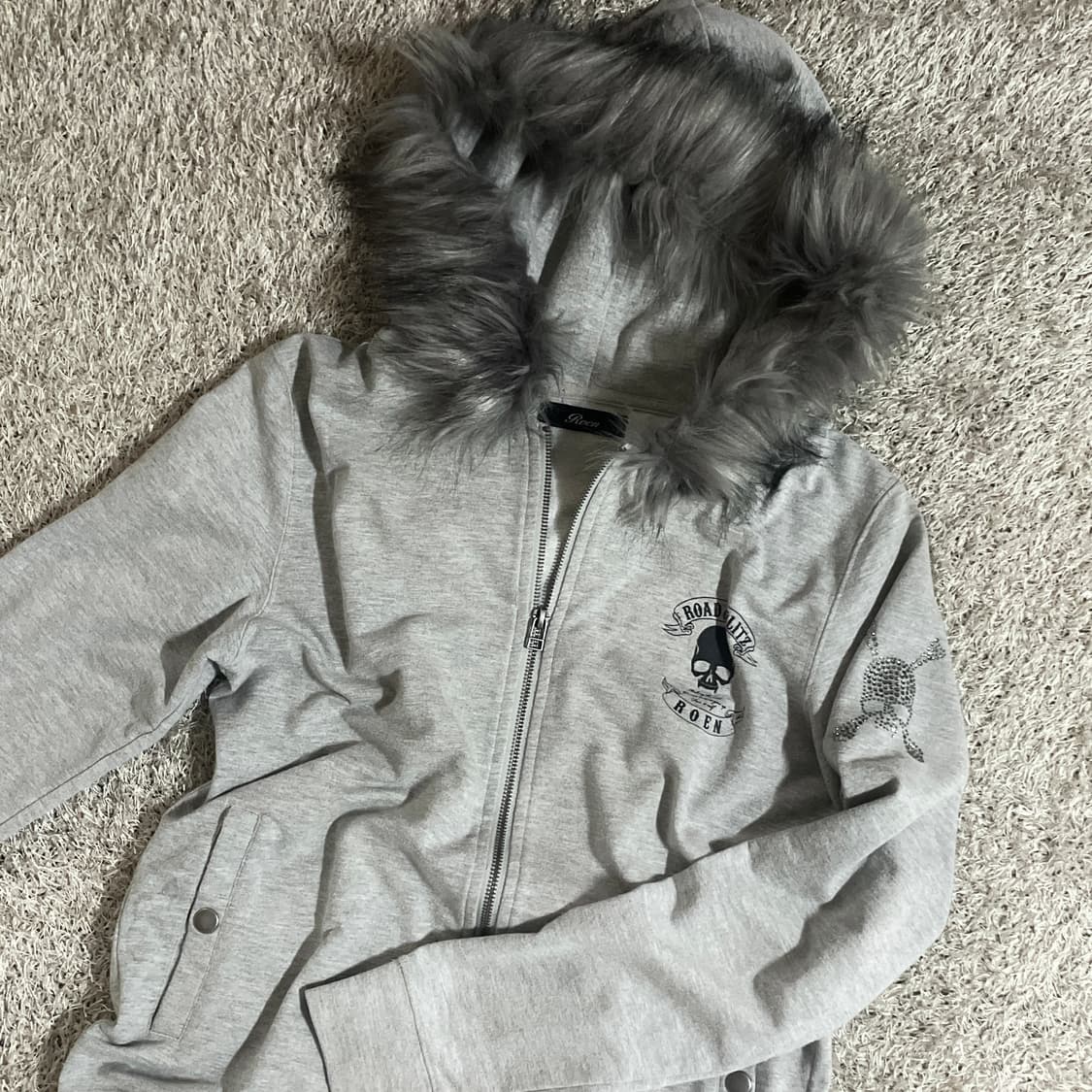 스컬 해골 큐빅 퍼 후드집업 펑크 상품이미지3