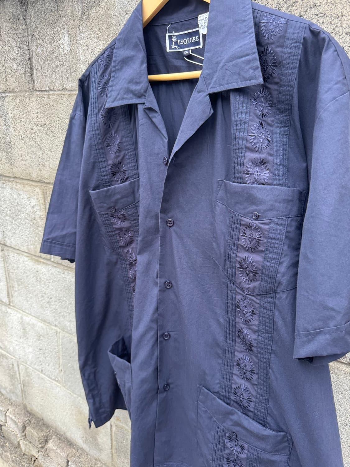 90s esquire 빈티지 쿠바 구아야베라 셔츠 네이비 2xl 상품이미지3