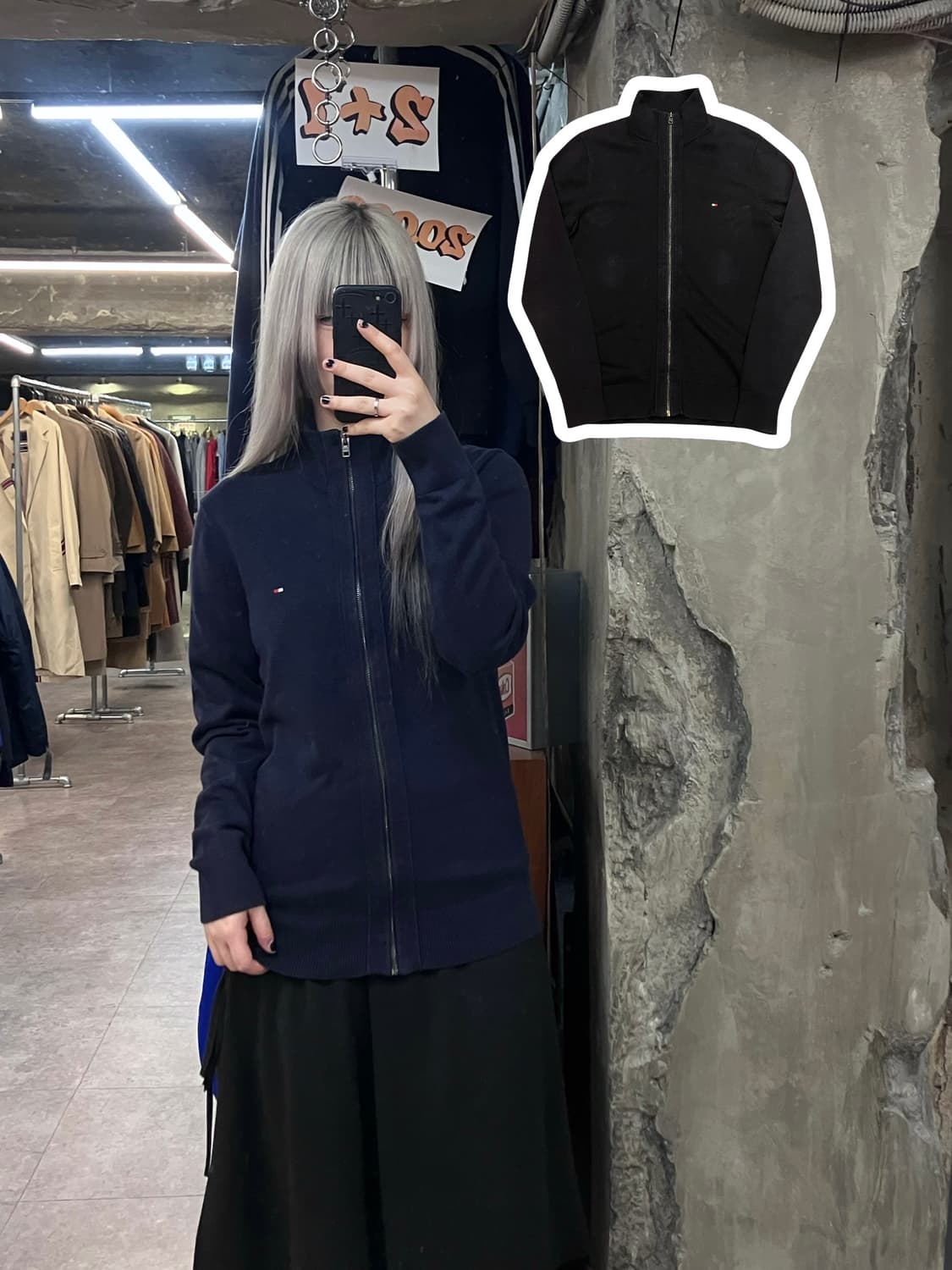 타미힐피거 니트 집업 가디건 네이비 S #csz3455 상품이미지1