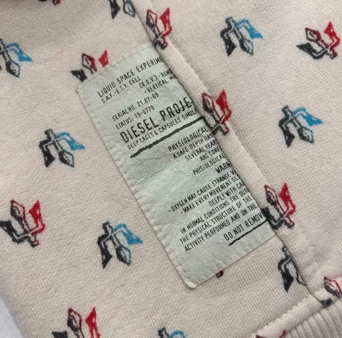 [M] 디젤 빈티지 패턴 스웻 후드 집업 아이보리 상품이미지9