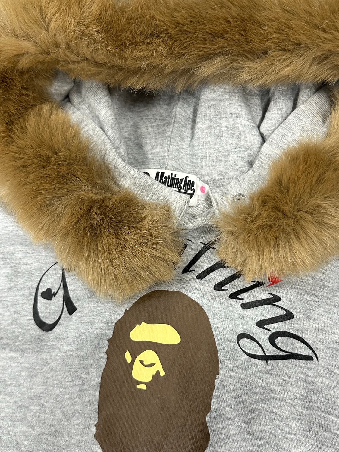 A BATHING APE 베이프 그레이 풀오버 퍼 후드티 상품이미지5