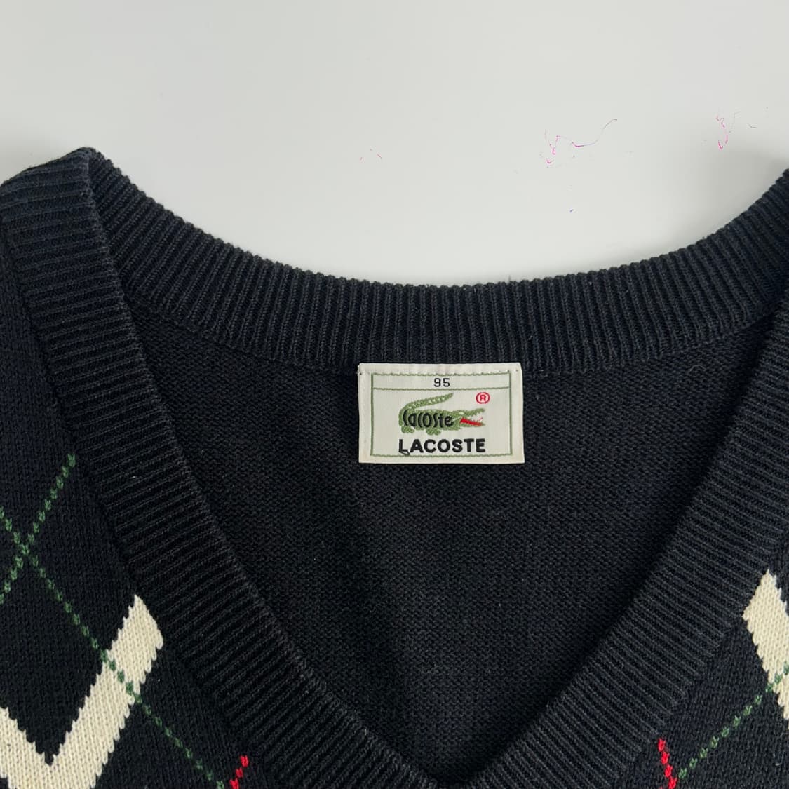 Lacoste 라코스테 다크네이비 아가일 니트 베스트 상품이미지5