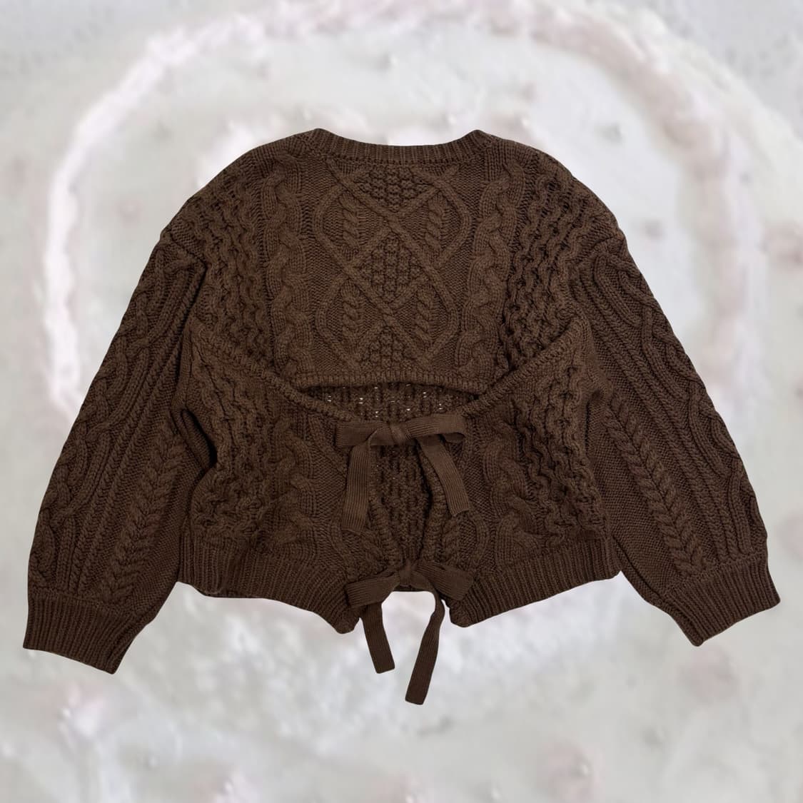 MERCURYDUO 머큐리듀오 뒷 절개 포인트 브라운 케이블 니트 상품이미지3