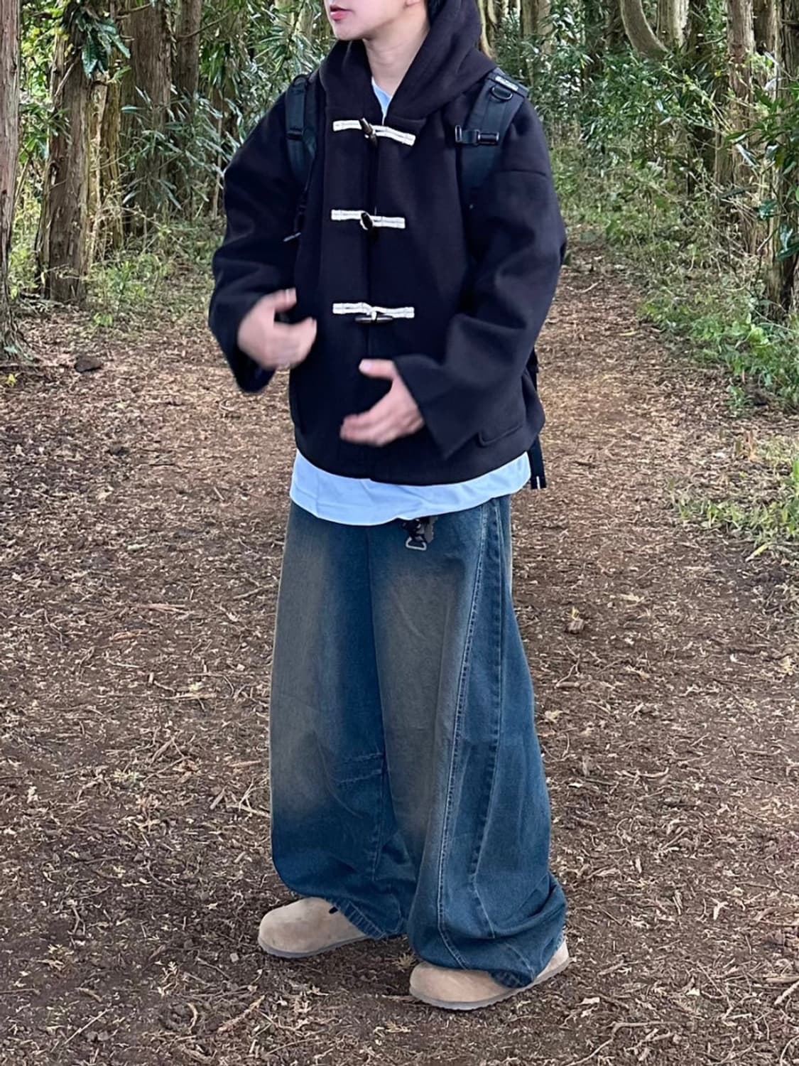 단스튜디오 떡볶이 후드 더플코트 숏 상품이미지1