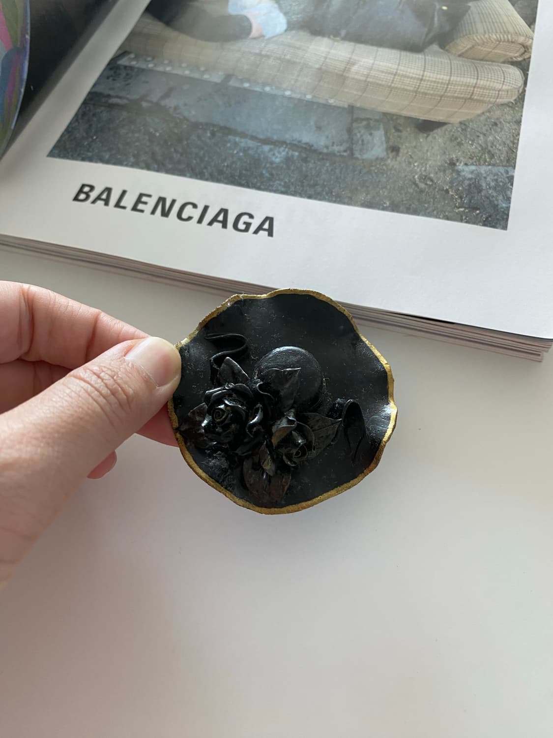 일본 수입 빈티지 플라워 모자모양 브로치 상품이미지9