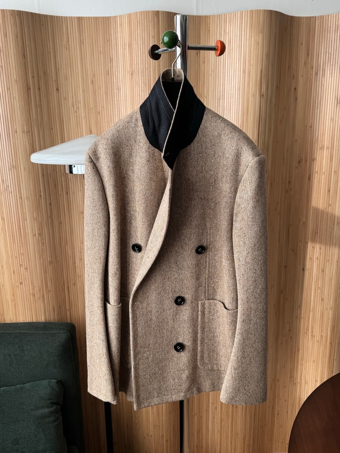 보테가베네타 카멜 블랙 멜란지 쉐브론 모티브 울 재킷52 상품이미지8