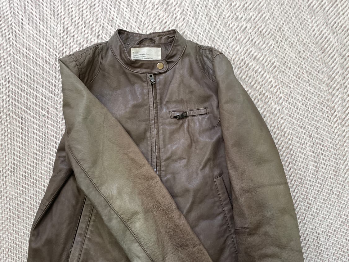 빈티지 싱글라이더  브라운 돈피 레더 자켓  상품이미지4
