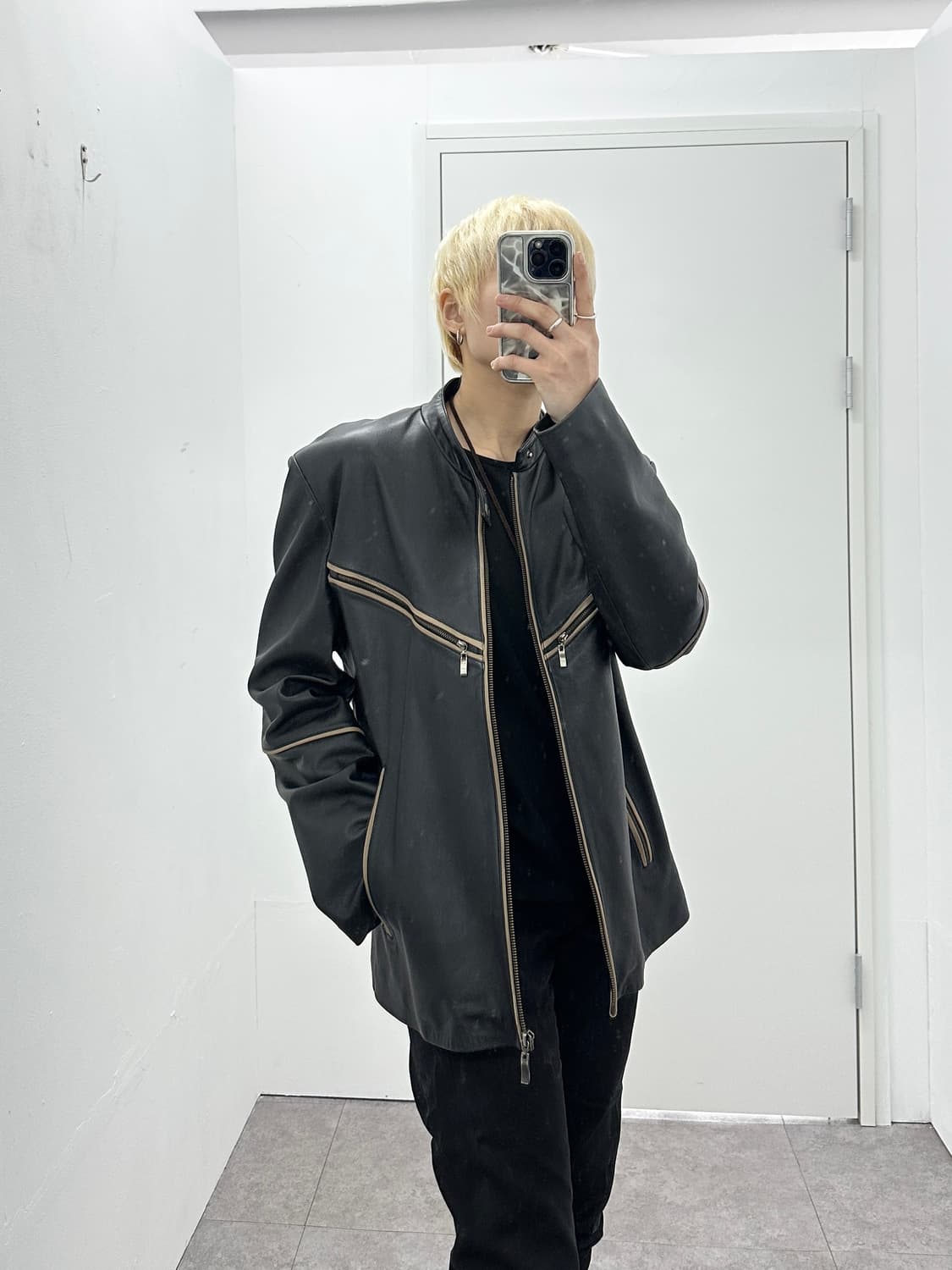 Sheepskin leather piping jacket 상품이미지1