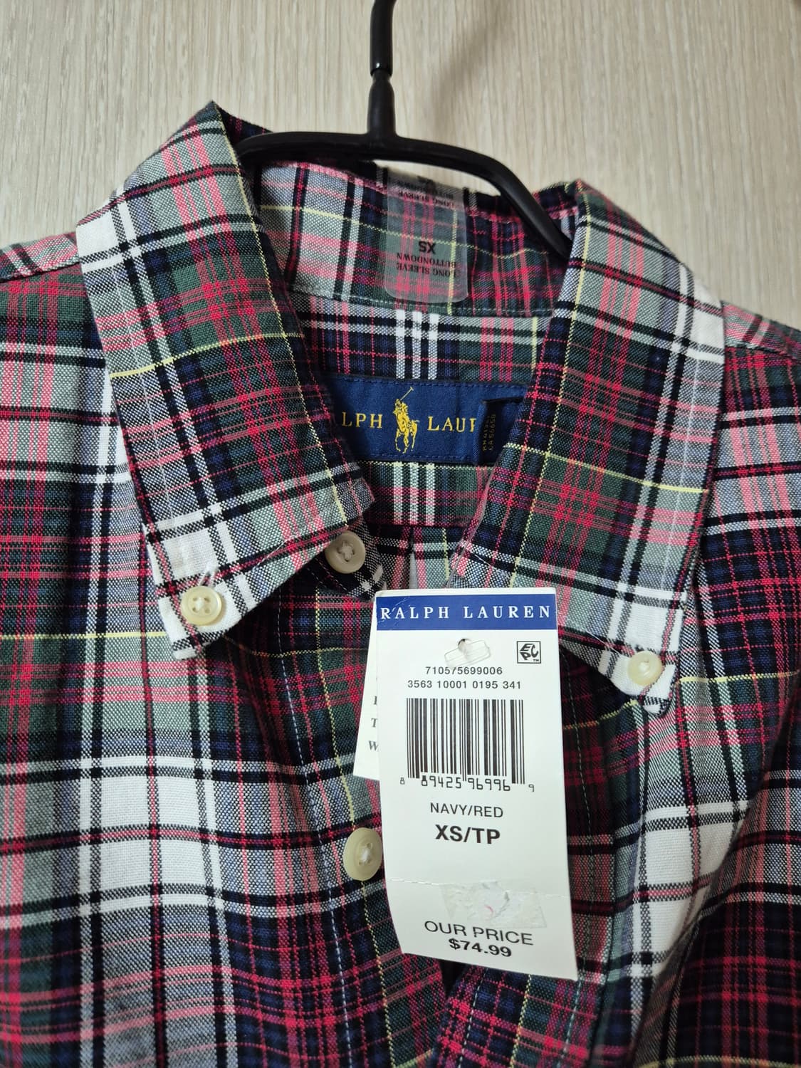 (새제품) 폴로 랄프로렌 타탄 체크 셔츠 XS  (90-95) 상품이미지3