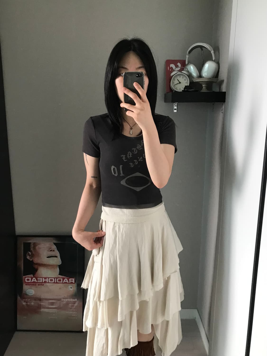 미스치프 프린팅 크롭 반팔티 상품이미지3