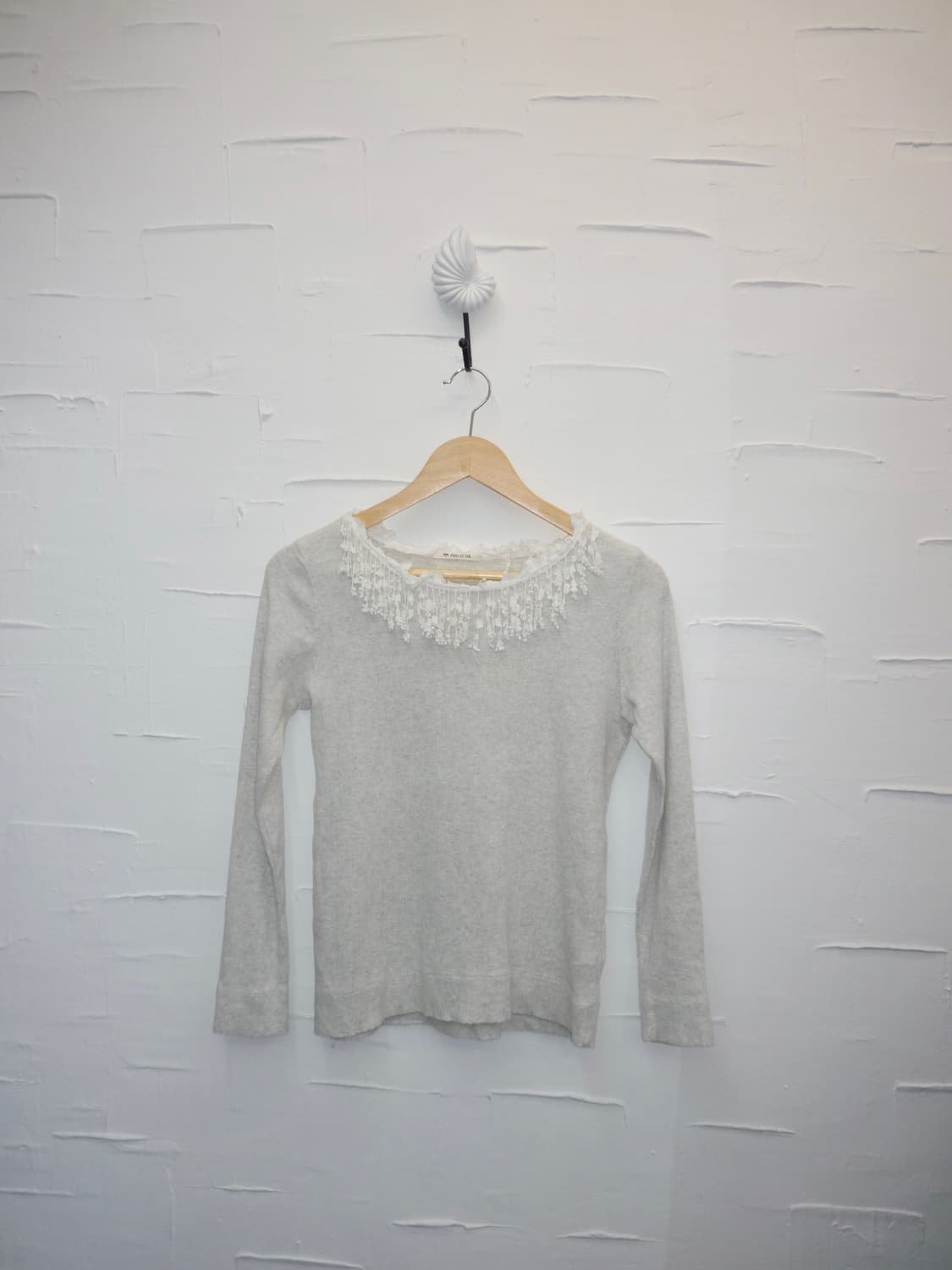 white neck detail long sleeve 상품이미지4
