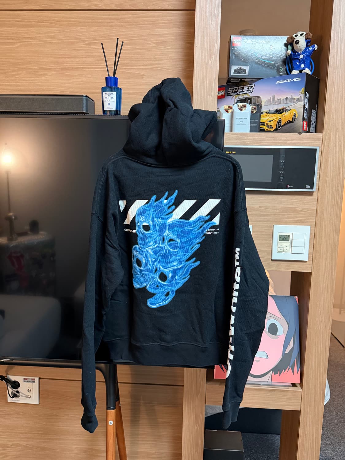 오프화이트 블루스컬 후드 L 상품이미지1