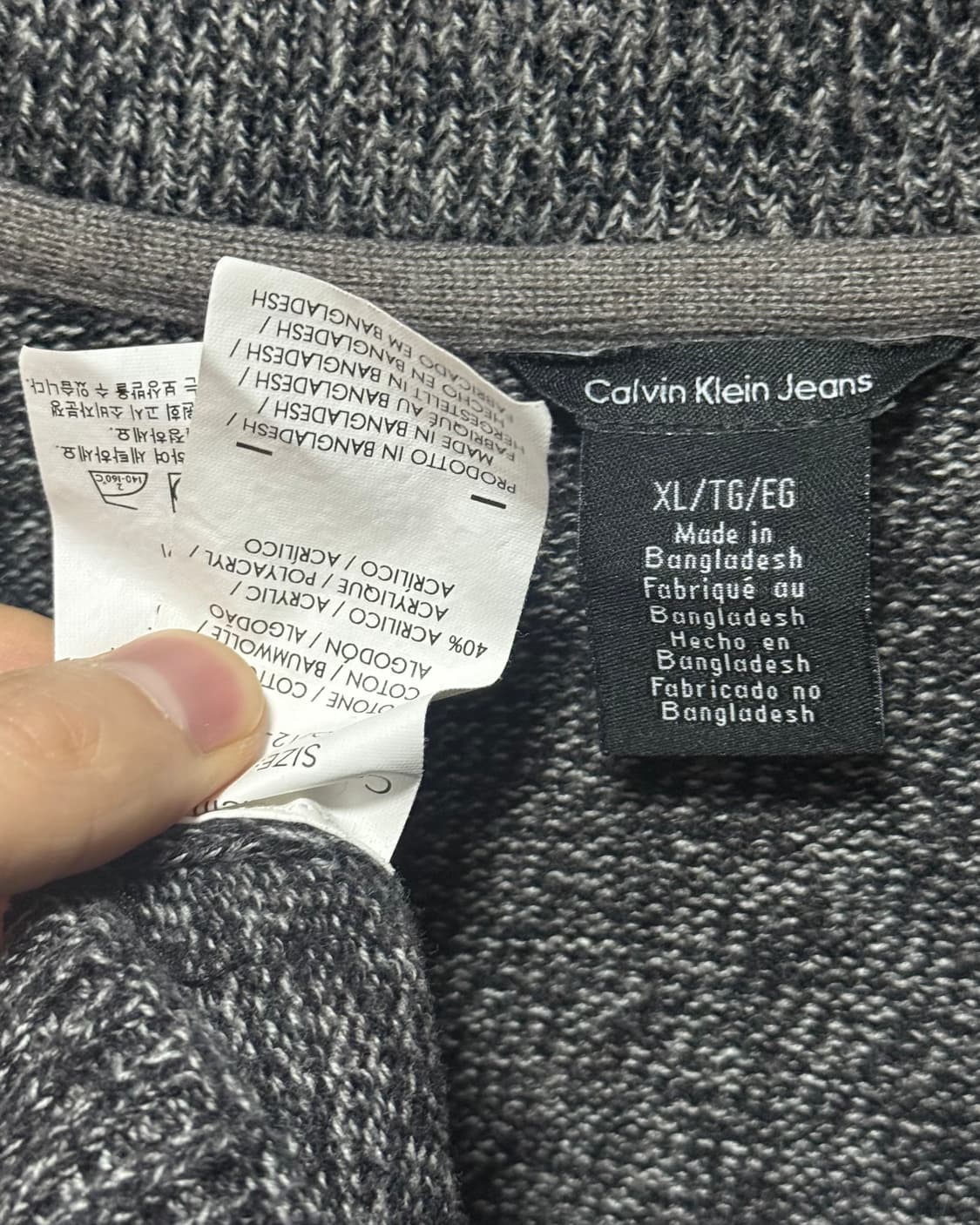 ck 캘빈클라인 진스 반집업 니트 스웨터 차콜 블랙 보카시 반목 목폴라 상품이미지8