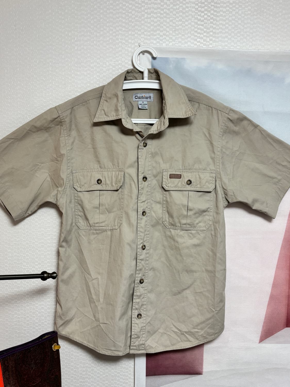 칼하트 베이지 반팔 셔츠 S 상품이미지5