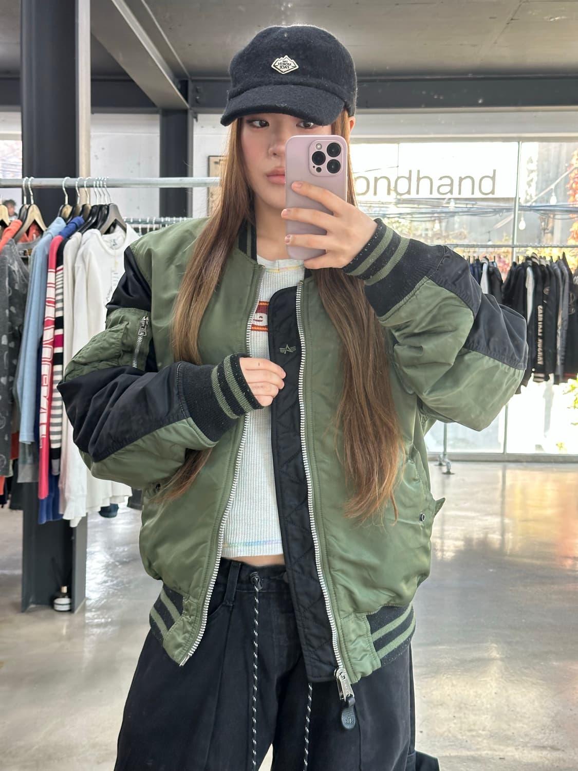 알파인더스트리 리버시블 MA-1 포켓 백자수로고 자켓 상품이미지1