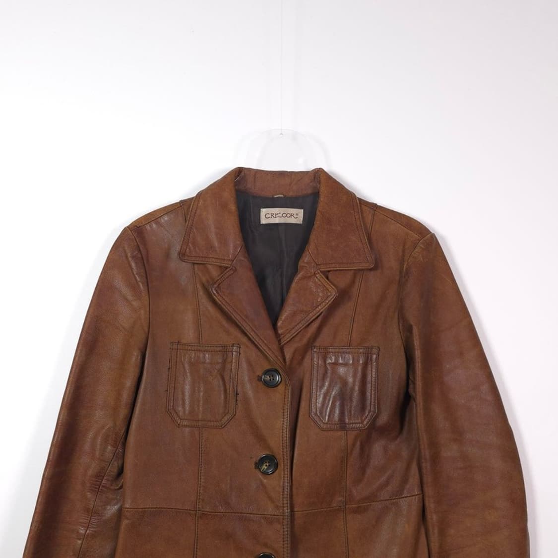 빈티지 브라운 소가죽 롱 레더 코트 66 상품이미지3