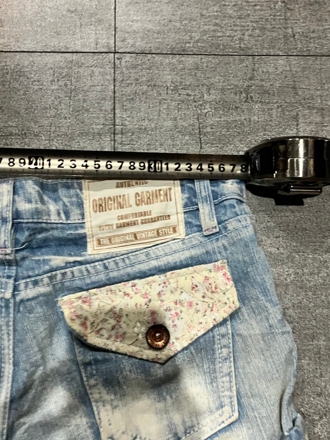 일본빈티지 Garment 핀터깔y2k 히메갸루펑크 페어리플라워 데님반바지 상품이미지3