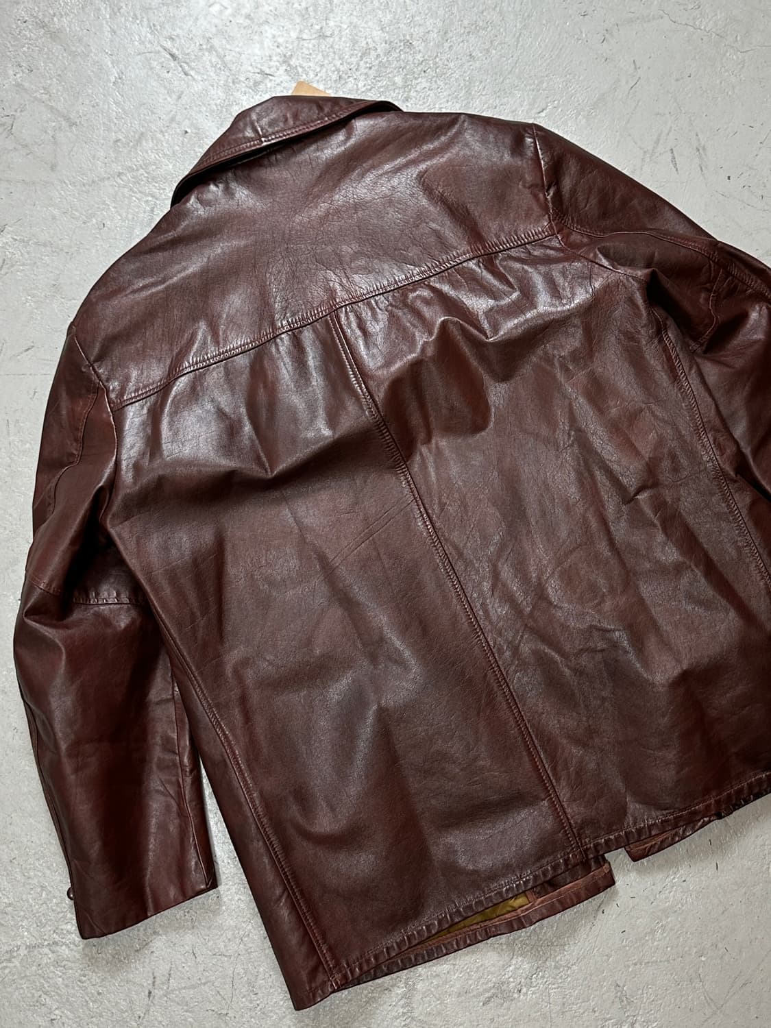 70's 빈티지 버건디 크롭 레더 자켓 파이트 클럽 상품이미지6