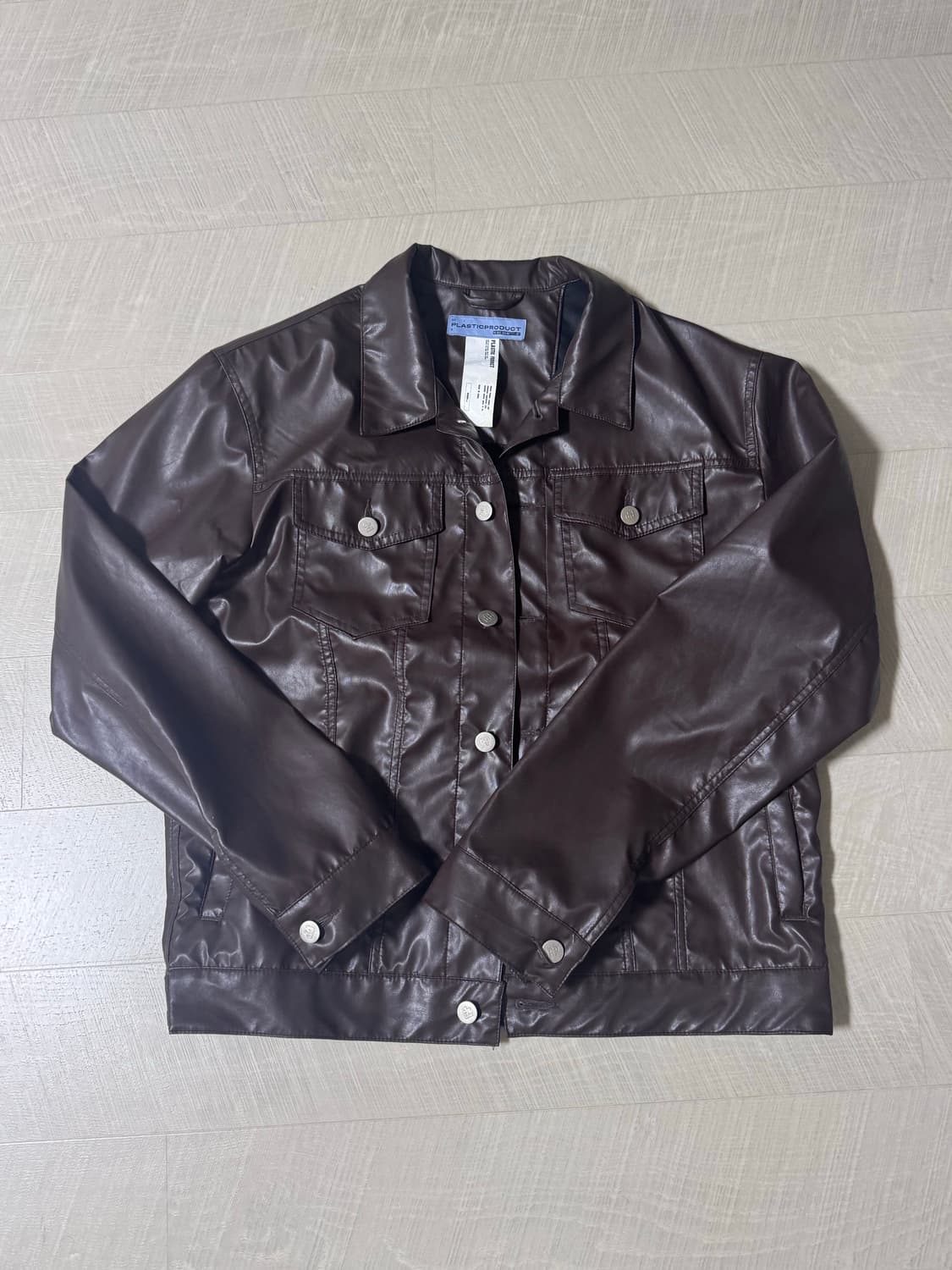 플라스틱프로덕트 레더 트러커 자켓 브라운 M 상품이미지1