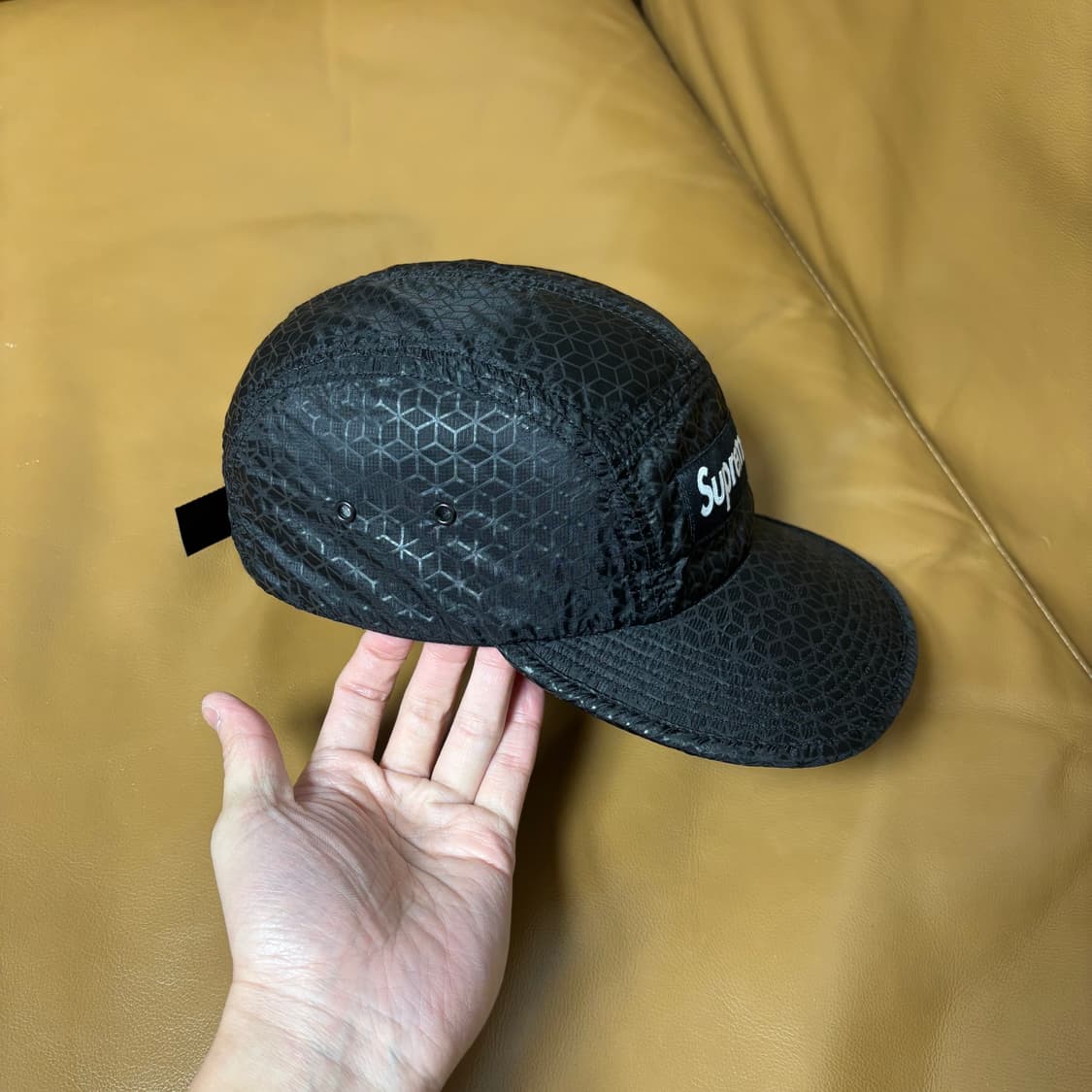 슈프림 캠프캡 모자 박스로고 지오메트릭 블랙 상품이미지3