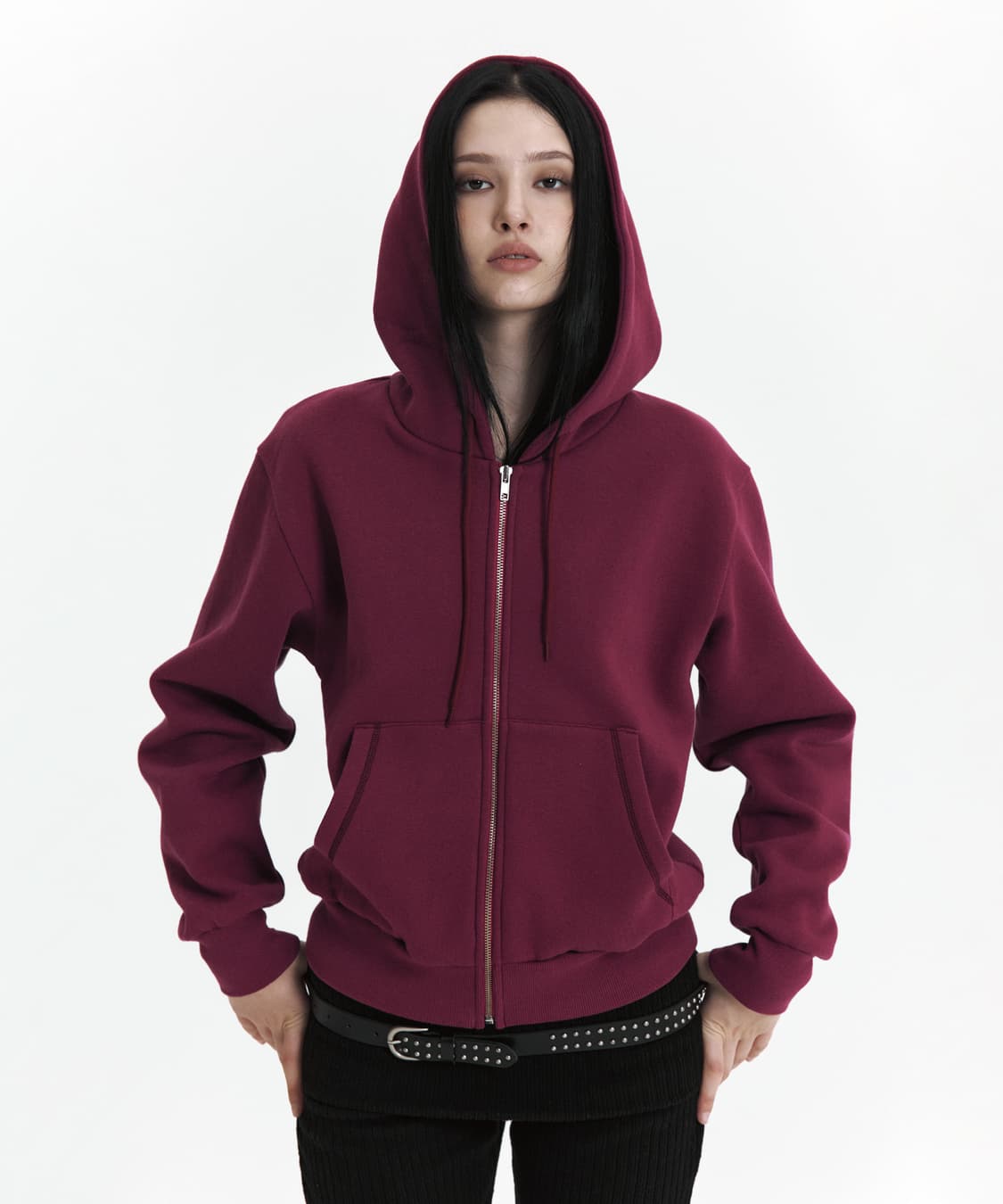 큐리티 C VELVET LOGO FLEECE ZIP-UP HOODIE_P 상품이미지1