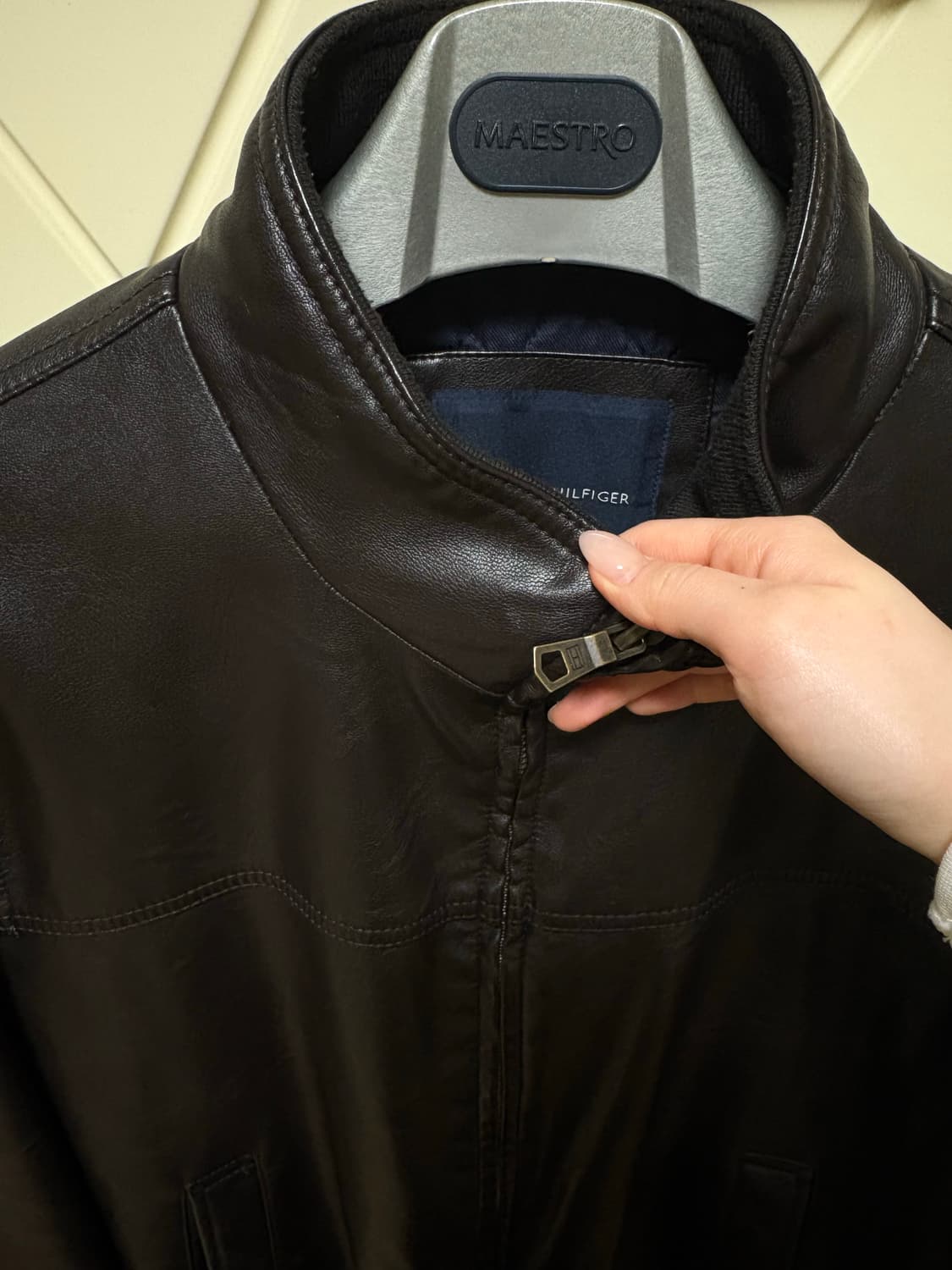 Tommy Hilfiger leather jacket deep brown 상품이미지5