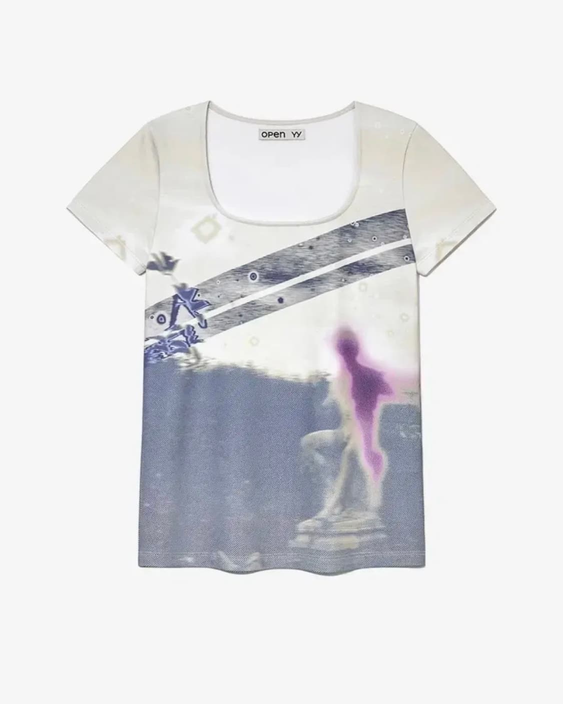 오픈와이와이 dawn graphic u-neck top 반팔 슬림 그래픽 상품이미지1