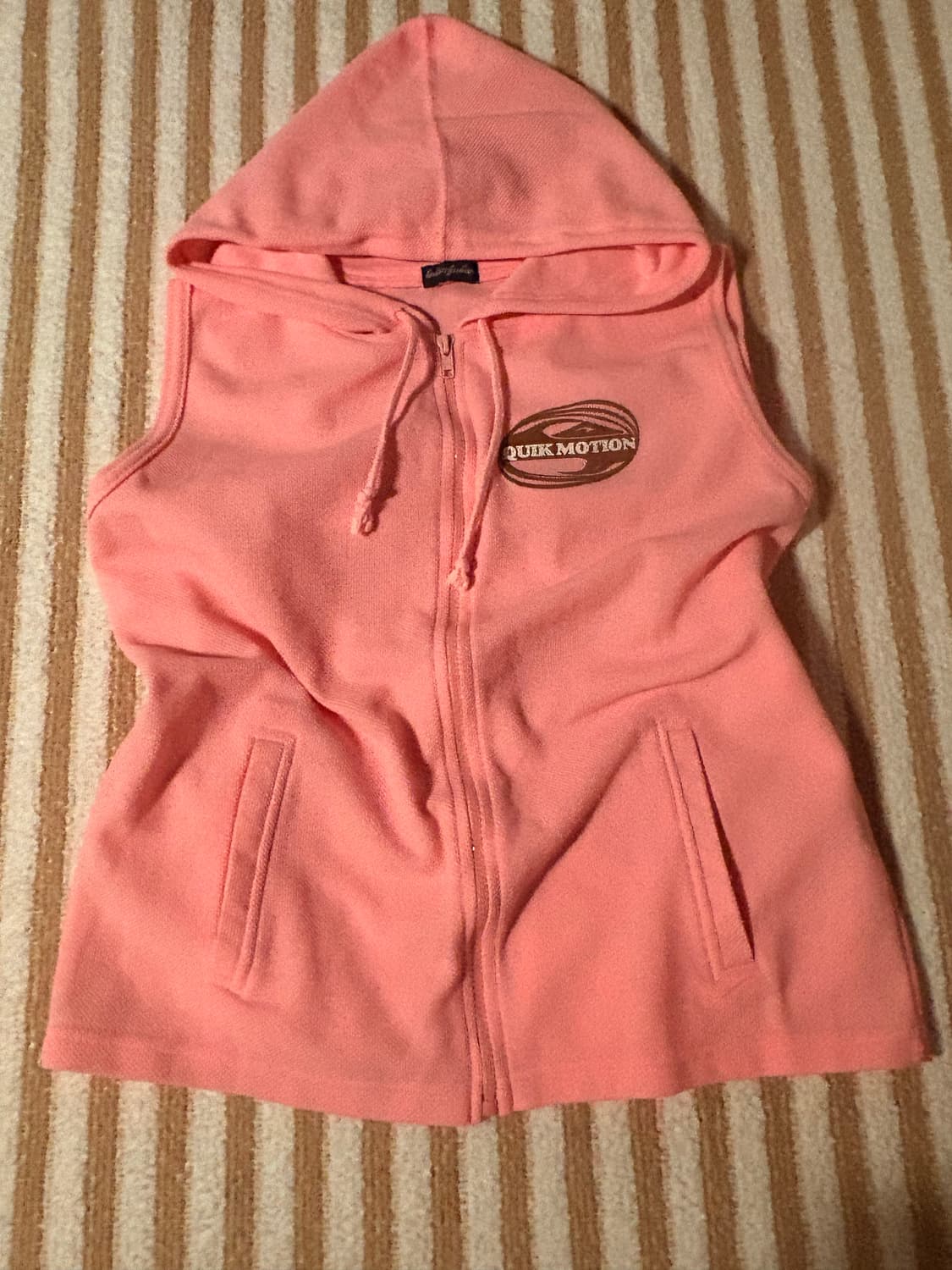 일본 빈티지 조끼 핑크 후디 브라운 키치 상품이미지3