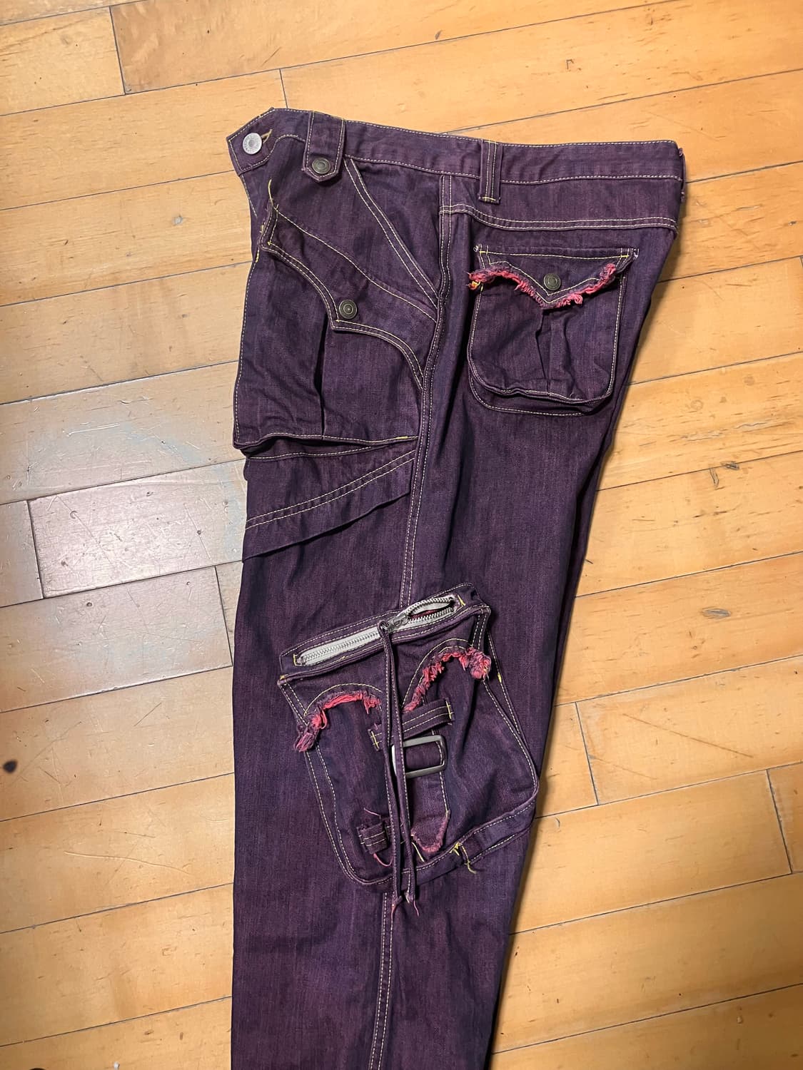 Japanese 90s Y2K 멀티포켓 퍼플 카고 팬츠 33 상품이미지5