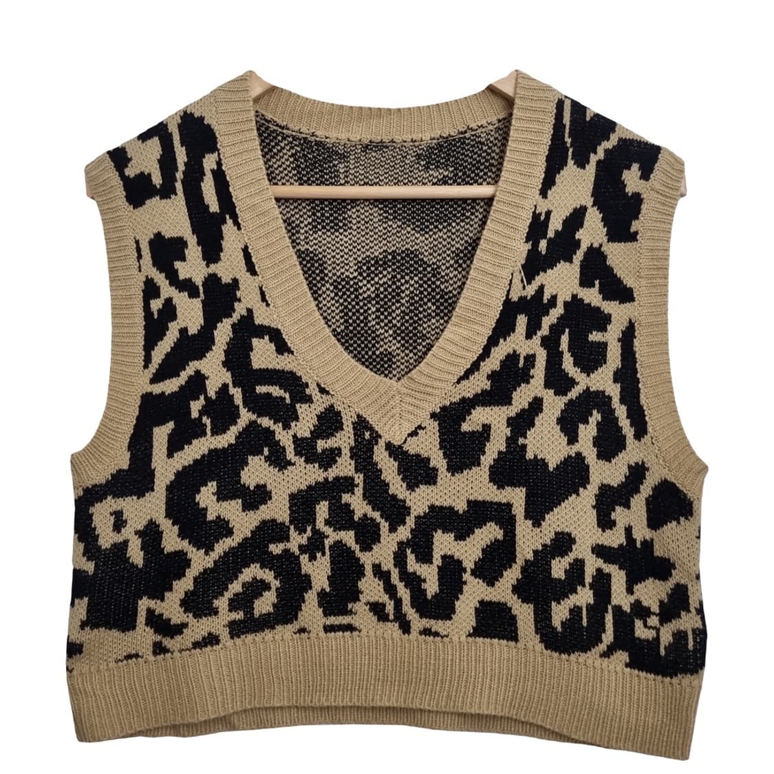 쉬인 레오파드 니트 크롭 베스트 상품이미지1