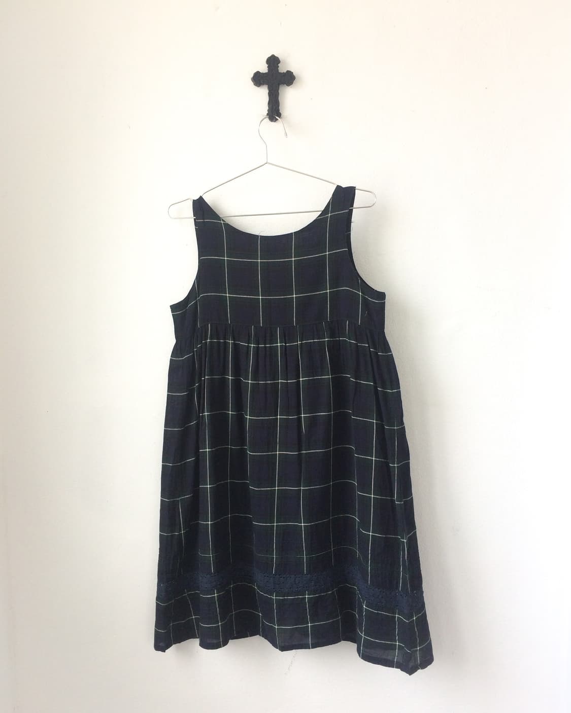 Button point check pattern sleevelss 상품이미지3