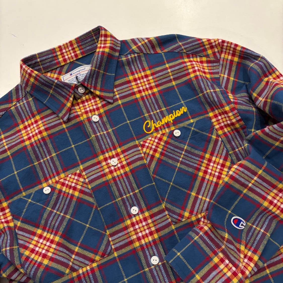 [M] 23s 챔피온 포켓 네이비 레드 체크 셔츠 D375 상품이미지3
