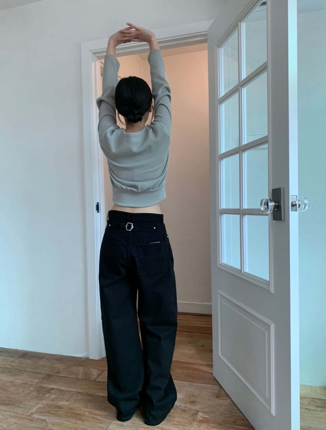 릿킴 블랙업 롱 와이드 데님팬츠 (M)(블랙) 상품이미지3