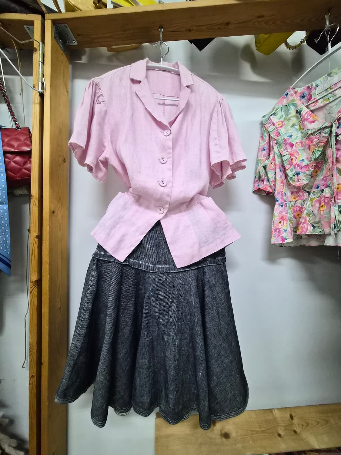 빈티지 린넨 프릴벌룬 자켓. 랙앤본 린넨데님 스커트 상품이미지1