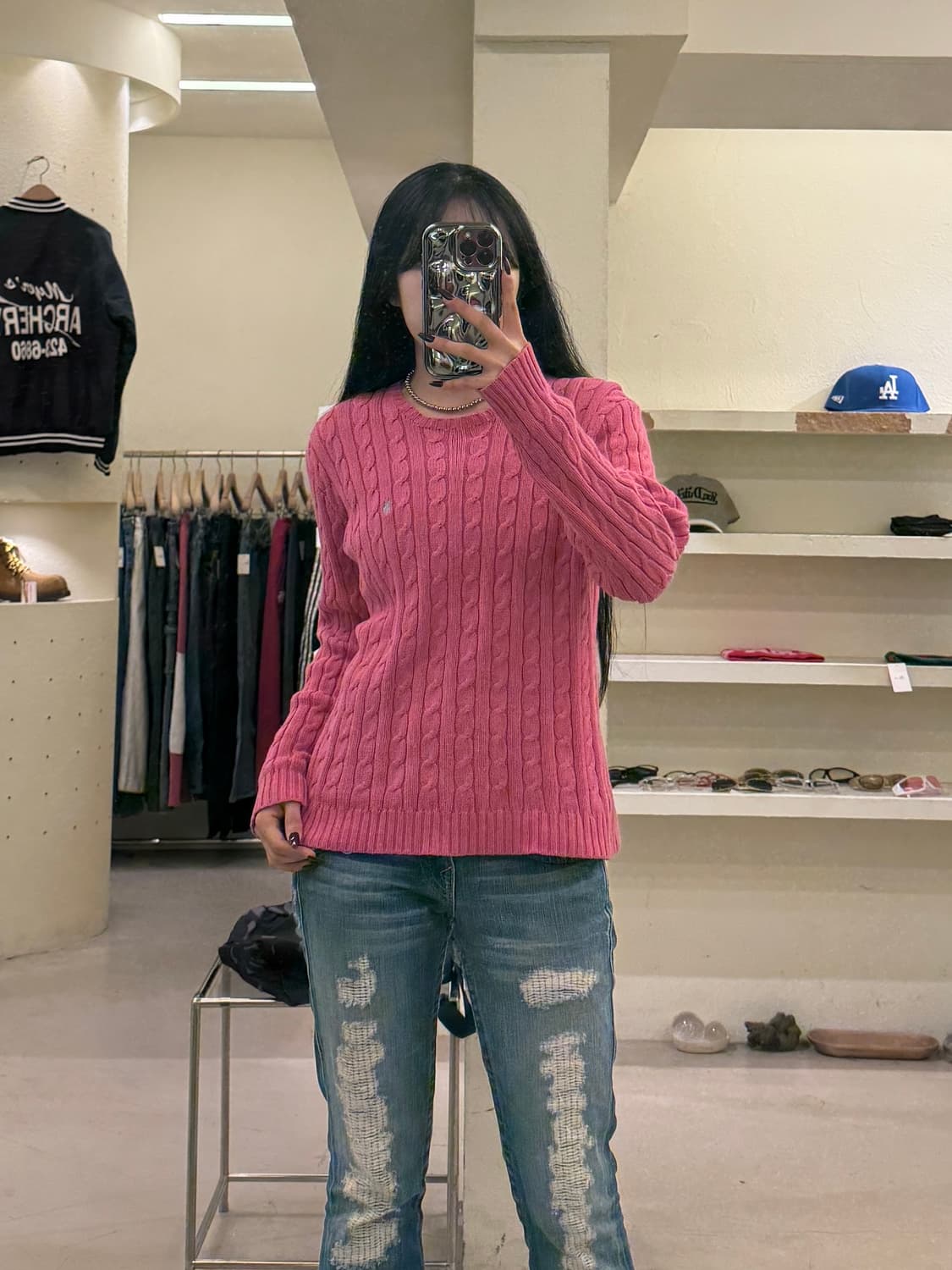 폴로 랄프로렌 케이블 포니 핑크 니트 U1327 상품이미지1