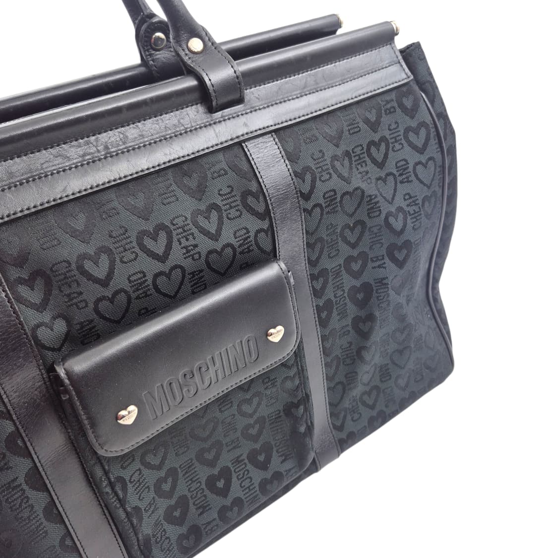 90s 모스키노 칩앤시크 하트 자수&레더 보스턴백 상품이미지3