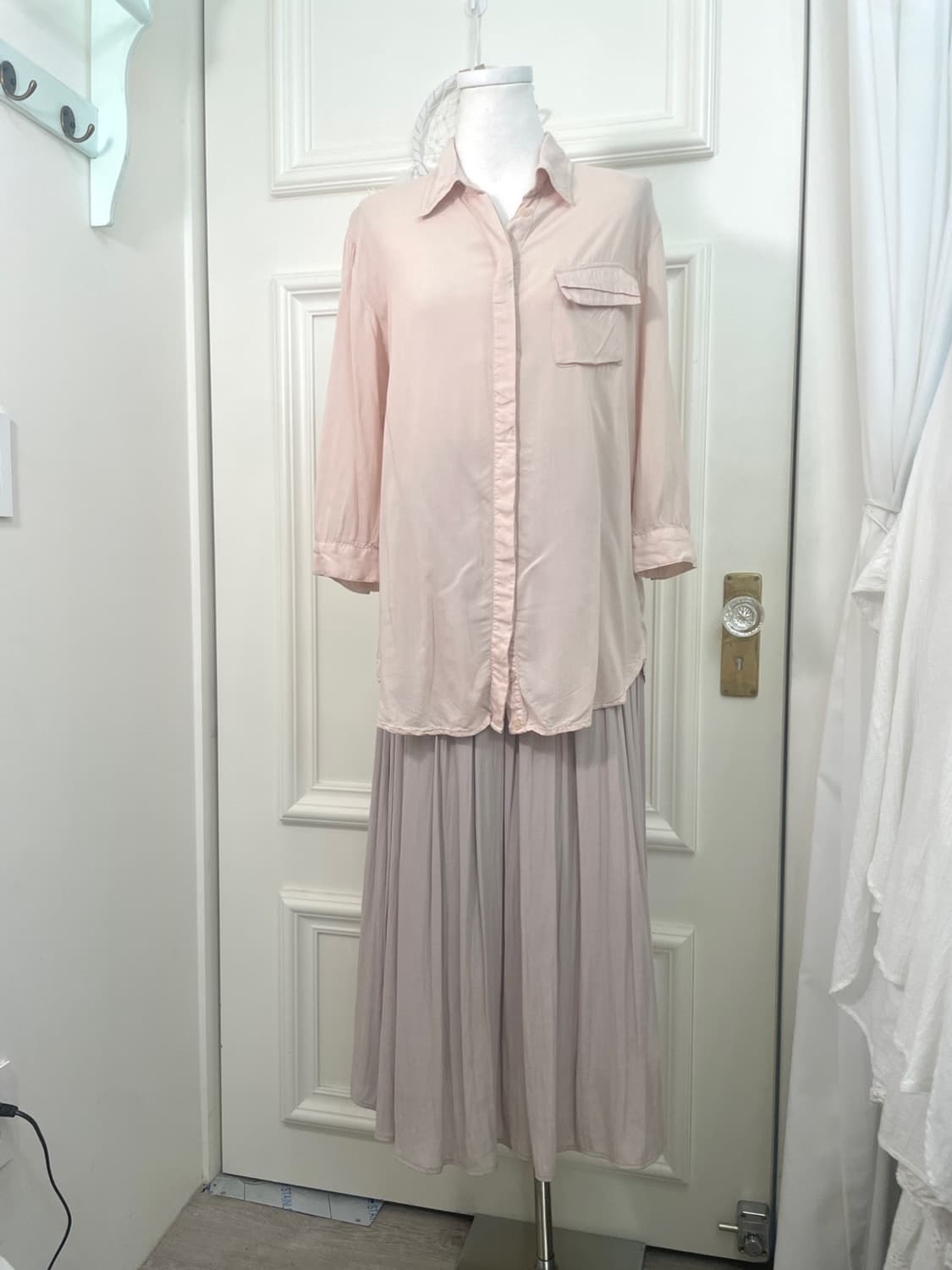gray lavender shirring banding long yski 상품이미지6