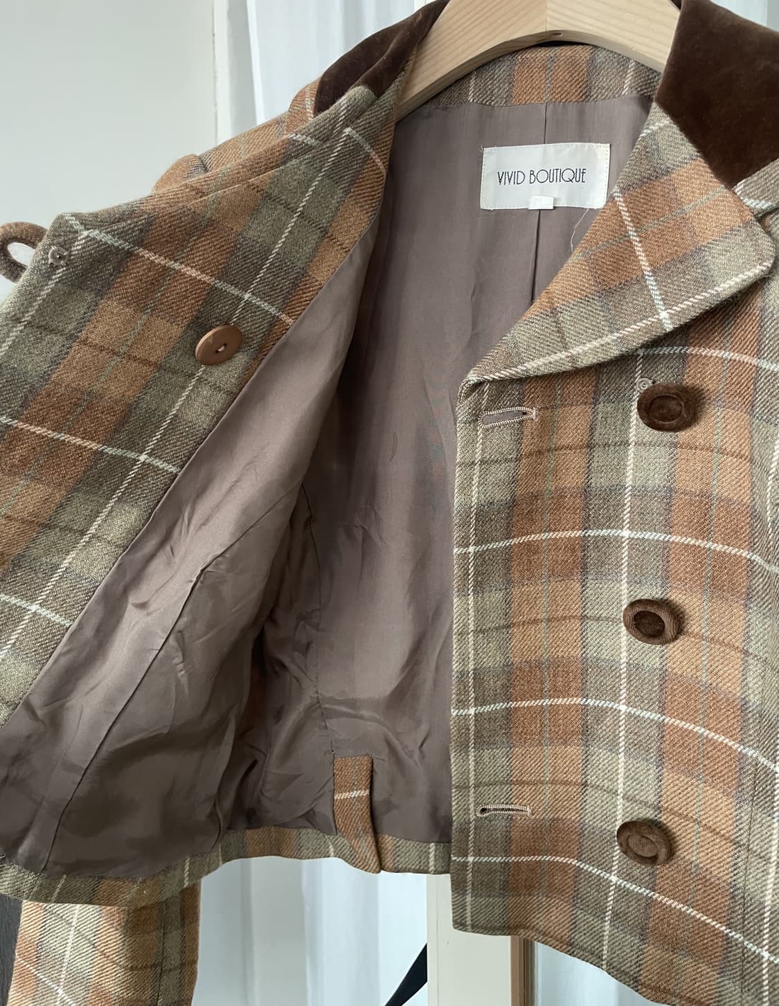 plaid double breasted cropped jacket 상품이미지5